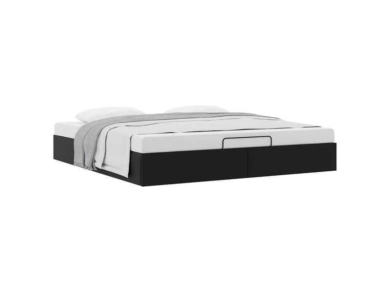  Lit adulte, lit double, cadre de lit ottoman sans matelas noir 200x200cm similicuir cf10437  - Conforama E