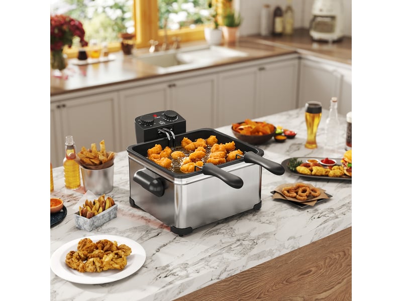  Friteuse 5litres avec température et minuterie réglables 2000 w panier à huile amovible et fenêtre de visualisation  - Conforama D