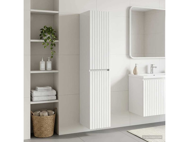 Cabinet salle de bain mural, meuble de rangement blanc brillant shl5351 - Conforama B