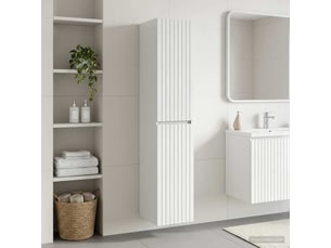 Cabinet salle de bain mural, meuble de rangement blanc brillant shl5351