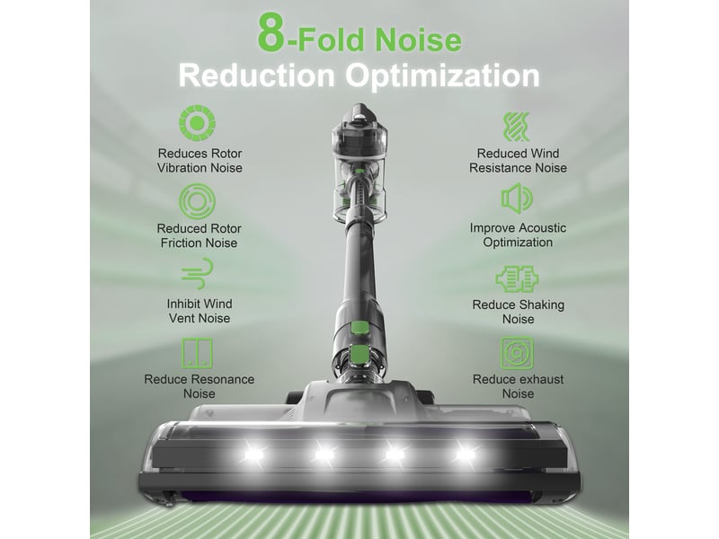 Aspirateur balai sans fil avec écran led, brosse à rouleau souple, moteur 260 w, autonomie jusqu'à 50 min, vert - Conforama B