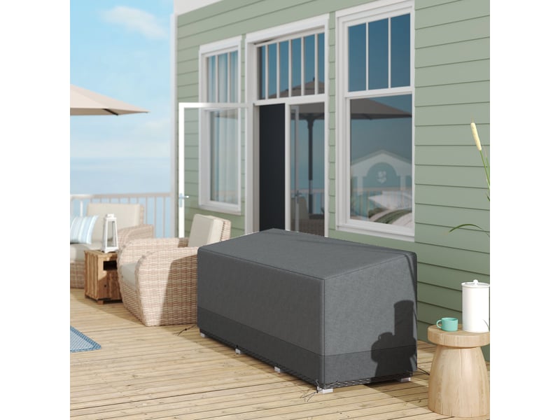  Housse de protection pour mobilier de jardin, résistante à l'hiver, imperméable et anti-uv, en tissu oxford 600d, 190,5 x 72 x 76 cm, gris clair  - Conforama C