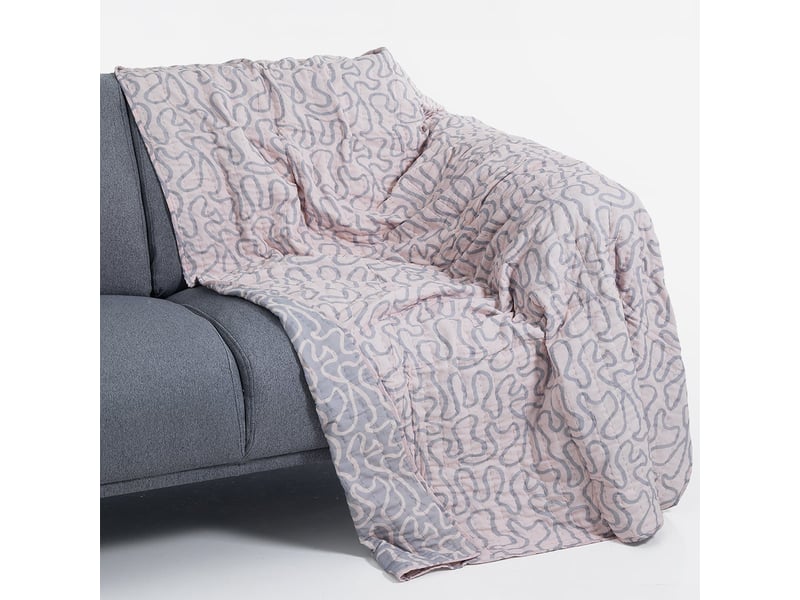  Plaid réversible en coton matelassé 190x135 double - rose  - Conforama C