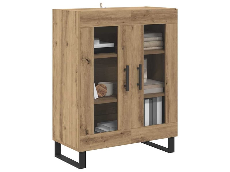  Buffet - bahut - meuble de rangement chêne artisanal 69,5 x 34 x 90 cm bois d'ingénierie  - Conforama C