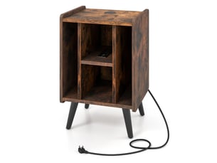 Meuble pour tourne-disque avec chargeur intégré 43 x 34,5 x 67,5 cm faible encombrement design moderne en bois café 20_0012782