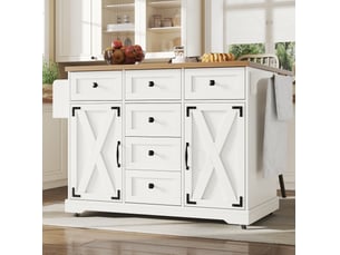 Îlot de cuisine pliant 147 x 70 x 93 cm blanc en mdf et métal, table et rangement pour petits espaces