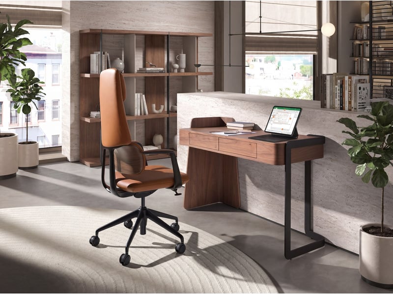 Chaise de bureau pivotante en similicuir marron 4261 - Conforama D