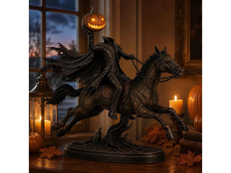 Lot de 2 figurines lumineuses de cavalier sans tête – led chaud, citrouille, décoration halloween  - Conforama E