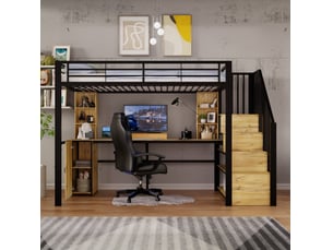 Lit mezzanine 90x200 cm <strong>COVREO </strong>  <strong></strong> coloris noir