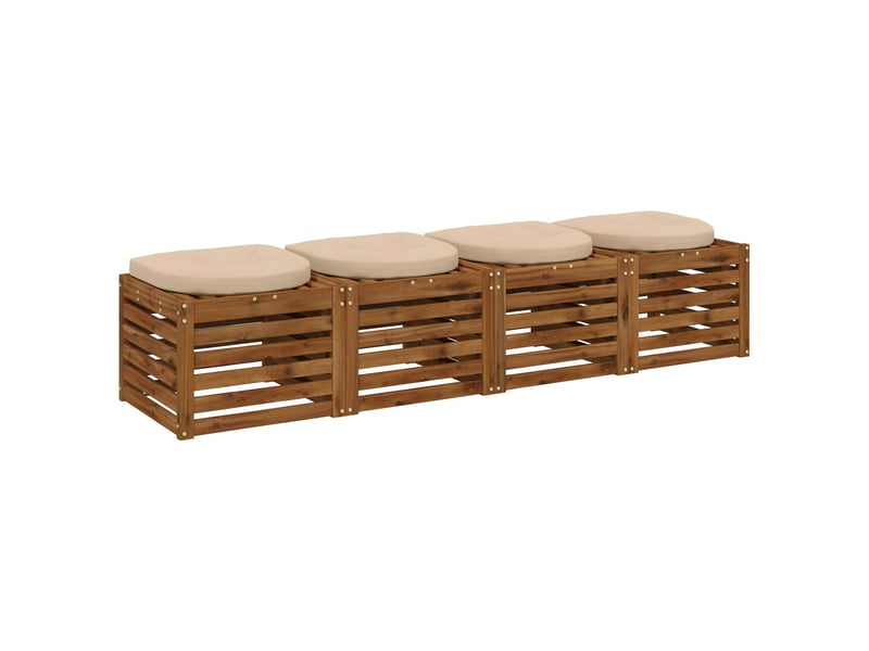  Lot de 4 coussins de siège, coussins d'assise 100 % polyester crème cf60067  - Conforama C