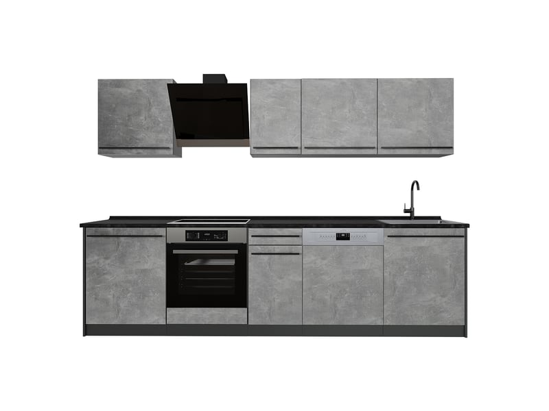  Vicco cuisine, bétonanthracite, 280cm plan de travail anthracite  - Conforama A