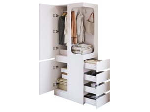 Armoire 2 porte(s) battante 4 tiroir(s) <strong>OKWISH</strong> <strong></strong> coloris blanc largeur 70 cm