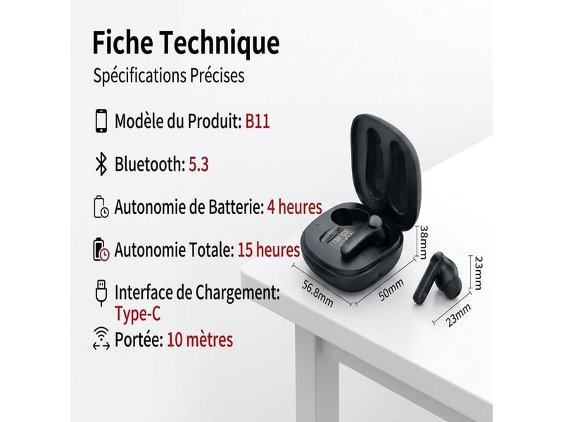  Écouteurs traducteur sans fil bluetooth 144 langues – oreillettes de traduction instantanée en temps réel avec mode hors-ligne, réduction de bruit enc et autonomie 15h – noir  - Conforama E