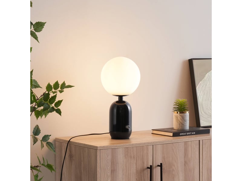  Lampe de table rétro chic noire avec verre blanc - sorène Sorène - Conforama B