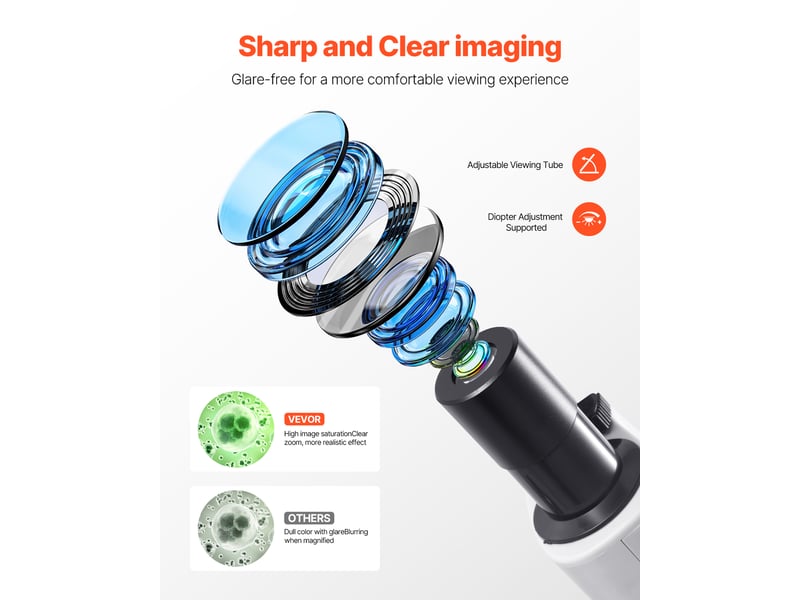 Vevor microscope composé binoculaire professionnel avec grossissement 40-2000x - Conforama D