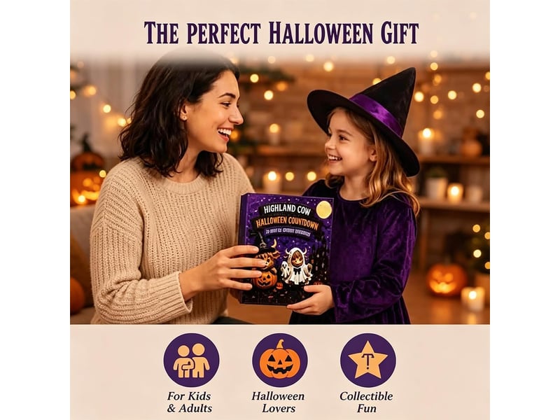 Calendrier de l'avent halloween 2026 highland cow – 24 ornements 2d surprises, vaches costumées, pour enfants et collectionneurs - Conforama B