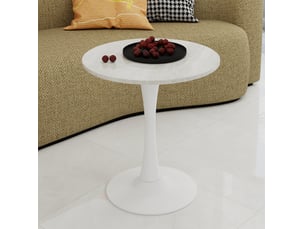 Bout de canapé 70x70x72 cm, design épuré moderne, couleur coloris blanc, marbre artificiel