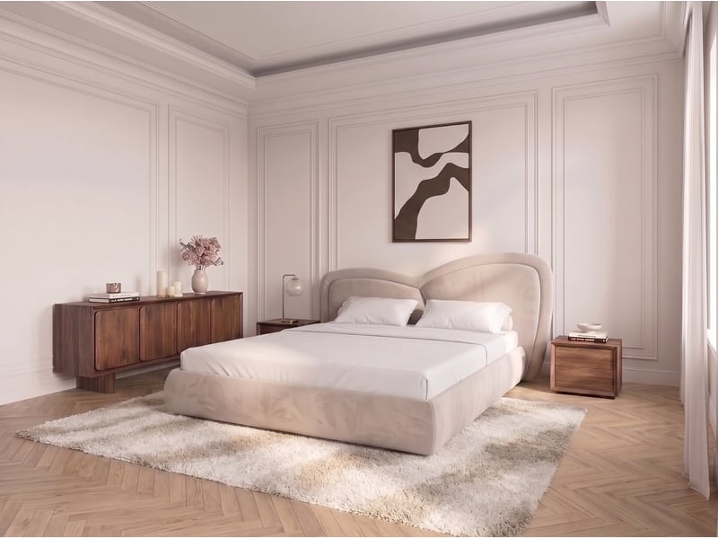  Bobochic lit bas daniela tissu velours lisse beige 140x190 DANIELA - Conforama C