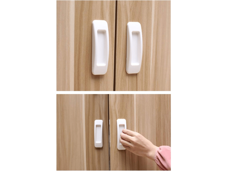  Poignée de porte coulissante auto-adhésive blanche de 4 pièces  - Conforama D