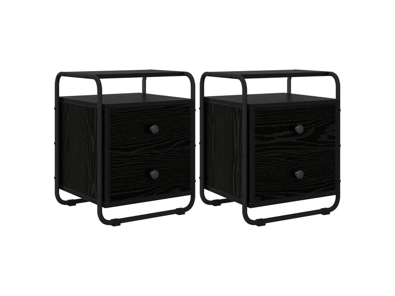  Table de chevet - cabinet de chevet - table de nuit 2 pc chêne noir bois d'ingénierie  - Conforama A