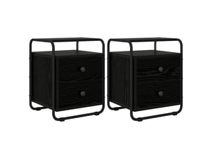 Table de chevet - cabinet de chevet - table de nuit 2 pc chêne noir bois d'ingénierie