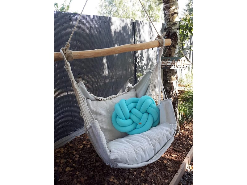  Coussin oreiller décoratif tresse turquoise 4260117 - Conforama B