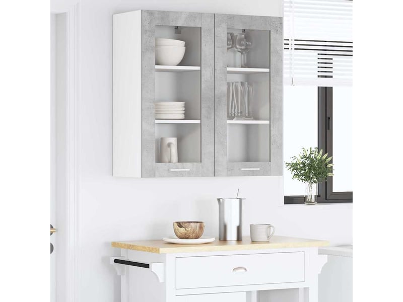 Meuble de rangement cuisine, armoire suspendue gris béton 40x31x80cm bois d'ingénierie  - Conforama D