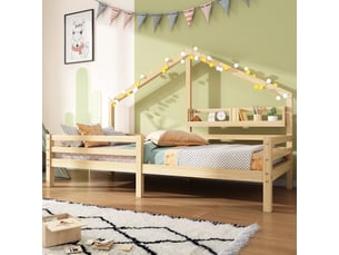 Lit cabane 90x200 cm coloris naturel