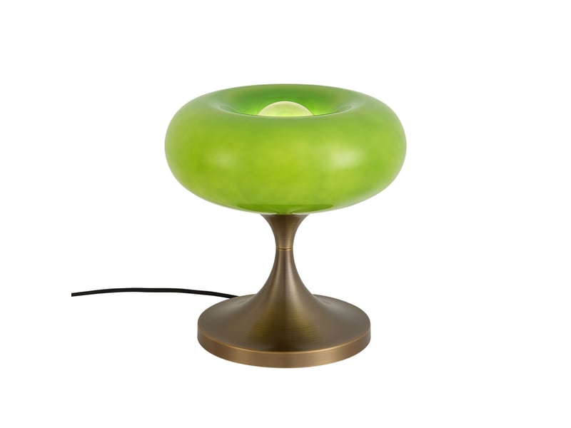  Retro tafellamp donker brons met groene glazen kap 31cm - glaze  - Conforama A
