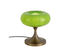 Lampe de table rétro bronze foncé avec abat-jour en verre vert 31 cm - glaze