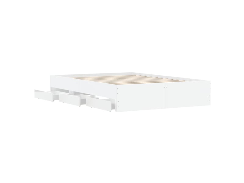  Lit double- lit adulte -  cadre de lit avec tiroirs sans matelas blanc 135x190 cm  - Conforama D
