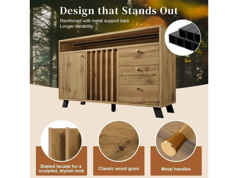 Buffet moderne, commode 120lx40px85h cm 3 tiroirs et 2 portes meuble de rangement avec compartiment ouvert vintage salon,salle à manger sell-17897142677933 - Conforama D