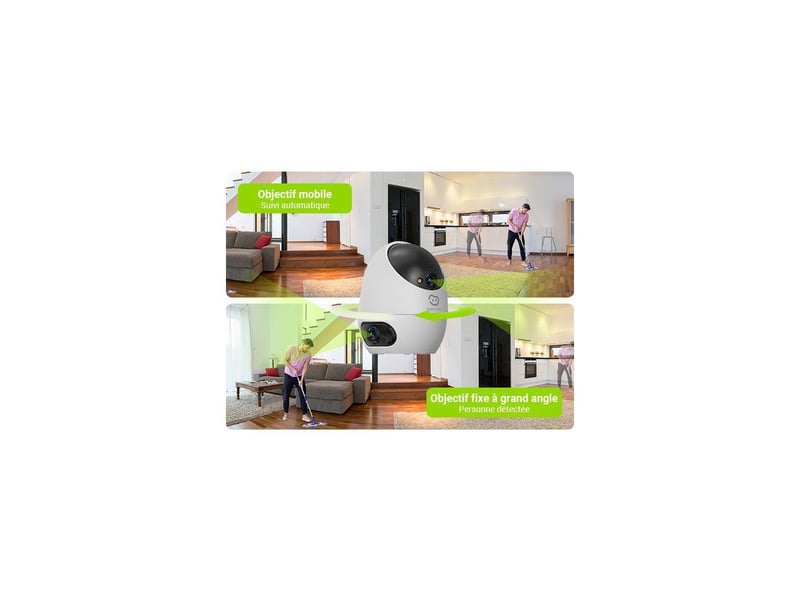  Camera wifi interieur d220 dual 2k double optique 3mp + 3mp rotation 360 AABWZ14007 - Conforama C