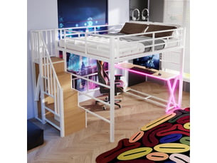 Lit mezzanine 160x200 cm <strong></strong> <strong></strong> coloris blanc