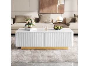 Table basse rectangulaire coloris bicolore <strong>OKMYHOME</strong> <strong></strong> - 50 cmx110 cm