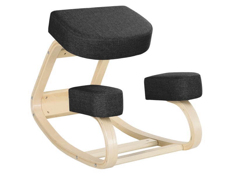  Chaise ergonomique à genoux en bois de bouleau avec coussin, 51 x 69 x 58 cm, noire  - Conforama A