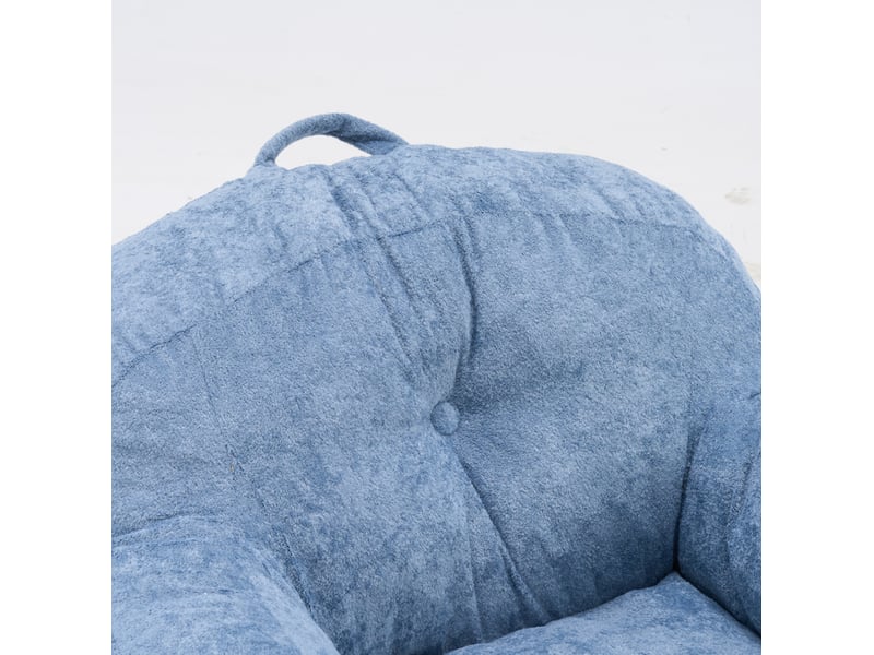  Fauteuil poire 95x95x79 cm avec accoudoirs en fausse fourrure bleu  - Conforama D