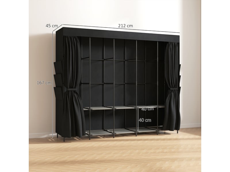  Armoire en tissu, anti-poussière, portable, 5 tringles, 212 x 45 x 167 cm, noire  - Conforama E