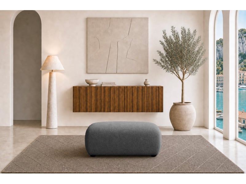  Cassis - pouf en tissu chenille gris foncé 105x57x40  - Conforama D