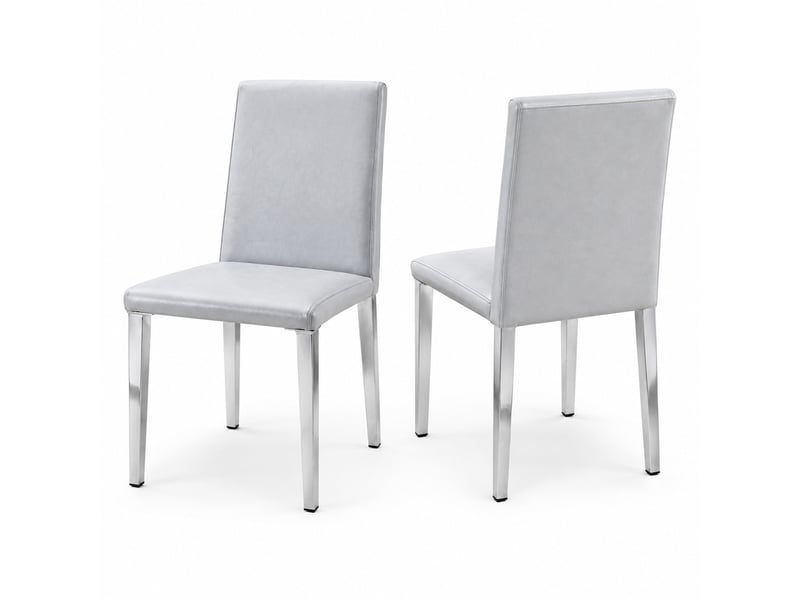 Lot de 2 chaises de salle à manger,41x47x90 cm,similicuir et métal,gris clair argenté - Conforama A
