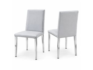 Lot de 2 chaises de salle à manger,41x47x90 cm,similicuir et métal,gris clair argenté