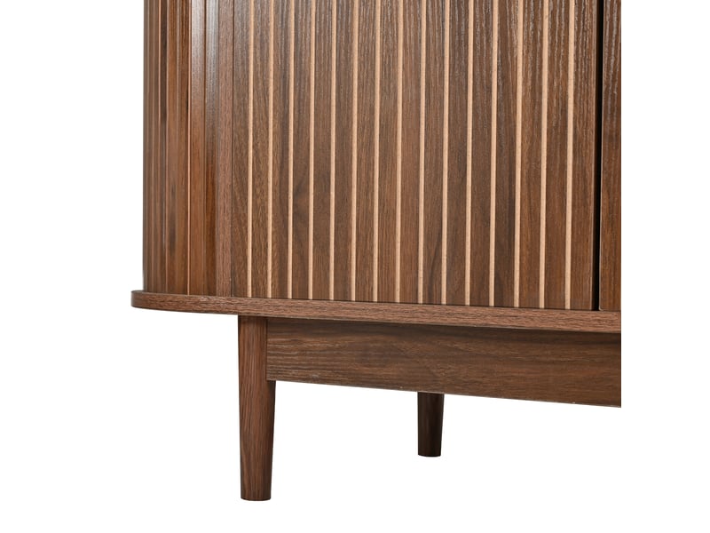 Buffet 3 portes couleur noyer avec lignes verticales 140 cm - Conforama W