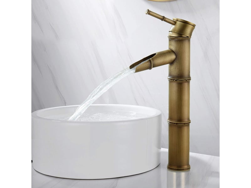  Robinet salle bain bambou haut, mitigeur cascade lavabo robinet de lavabo mitigeur, robinetterie monotrou eau chaude et froide disponible  - Conforama B