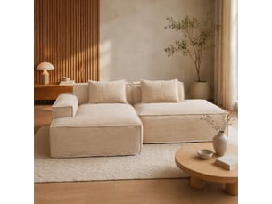 Canapé droit compact avec coussins d’assise élastiques  - tissu polyester rembourré kaki 235 × 129 × 70 cm