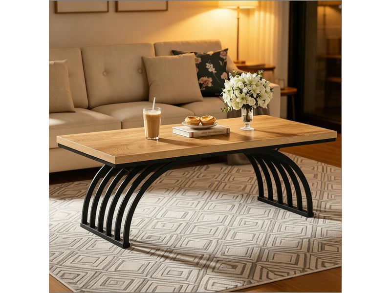  Table basse en bois et métal avec espace ouvert pour salon noir et marron  - Conforama C