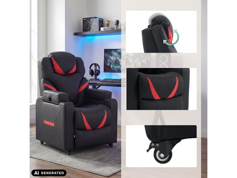 Fauteuil gaming inclinable avec appui-tête game sport rx pu noir rouge hjh office Game Sport RX - Conforama C