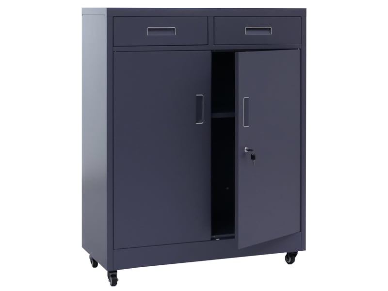  Armoire de rangement en métal avec roulettes pratiques pour bureau 116 x 90 x 40 cm en acier gris foncé 04_0008878  - Conforama A