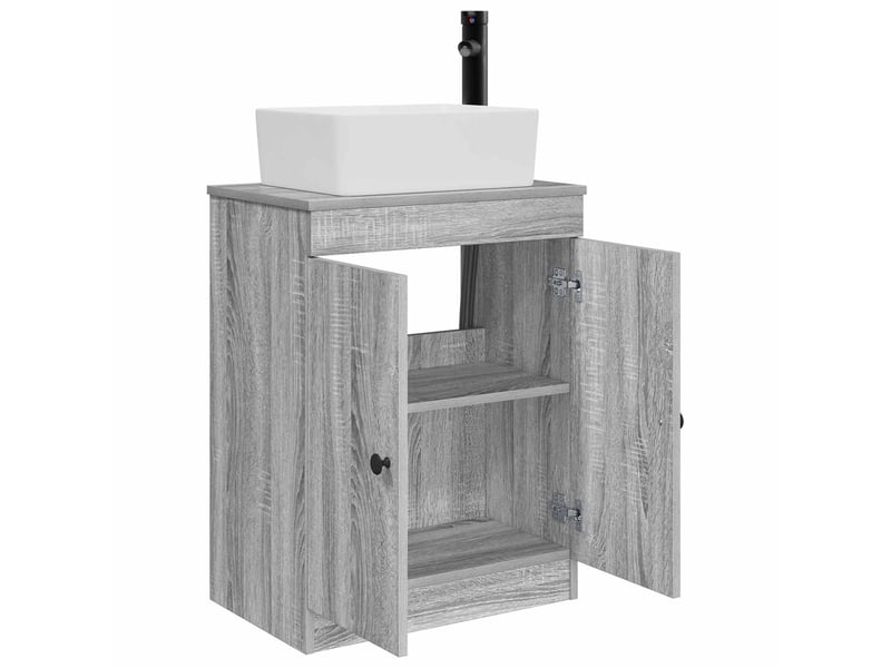  Meuble salle de bain avec évier, meuble de rangement sonoma gris 54x35x83 cm shl3756  - Conforama D