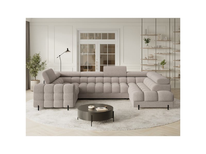  Canapé panoramique convertible factory 3 places beige – angle droit avec coffre – version 3  - Conforama E