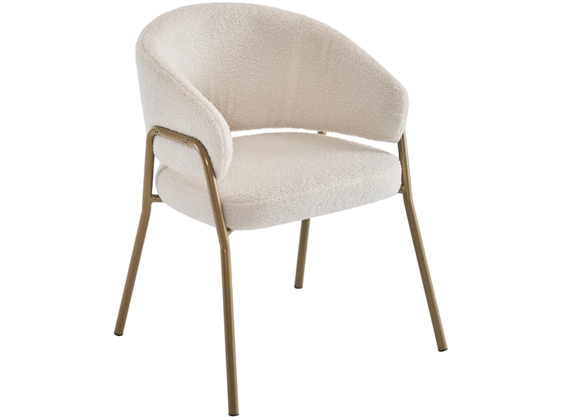  Chaise salle à manger 49x48x78 cm blanc, dossier englobant en métal ajouré, 4 pieds en métal  - Conforama A